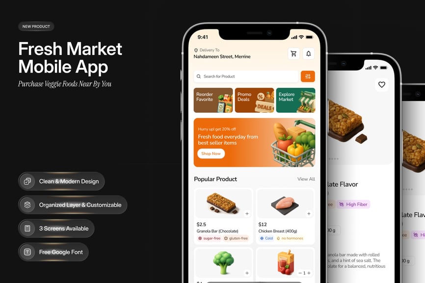 漂亮清新的生鲜市场移动应用APP UI 设计包-1 漂亮清新的生鲜市场移动应用APP UI 设计包