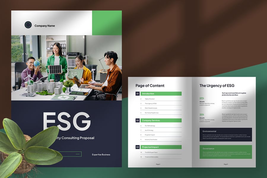 高级绿清洁ESG可持续发展咨询提案VI手册