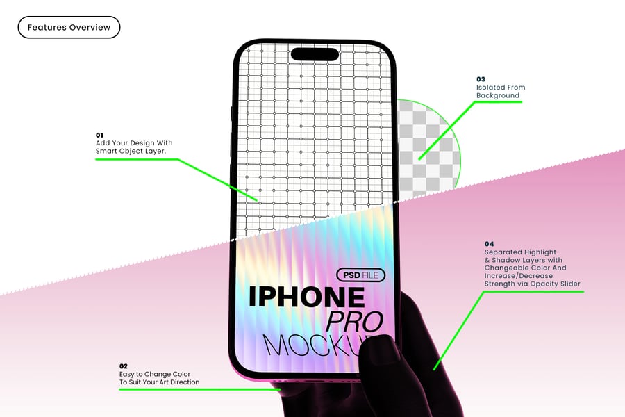 漂亮绚丽的iPhone Pro 屏幕样机PSD素材包(带手部背光)-2 漂亮绚丽的iPhone Pro 屏幕样机PSD素材包(带手部背光)