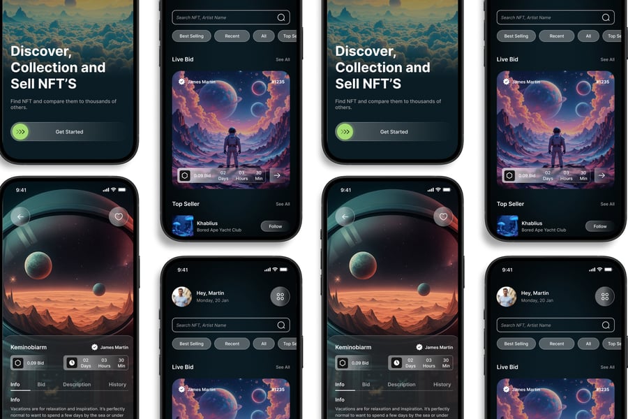 黑色NFT主题APP UI界面素材包-2 黑色NFT主题APP UI界面素材包