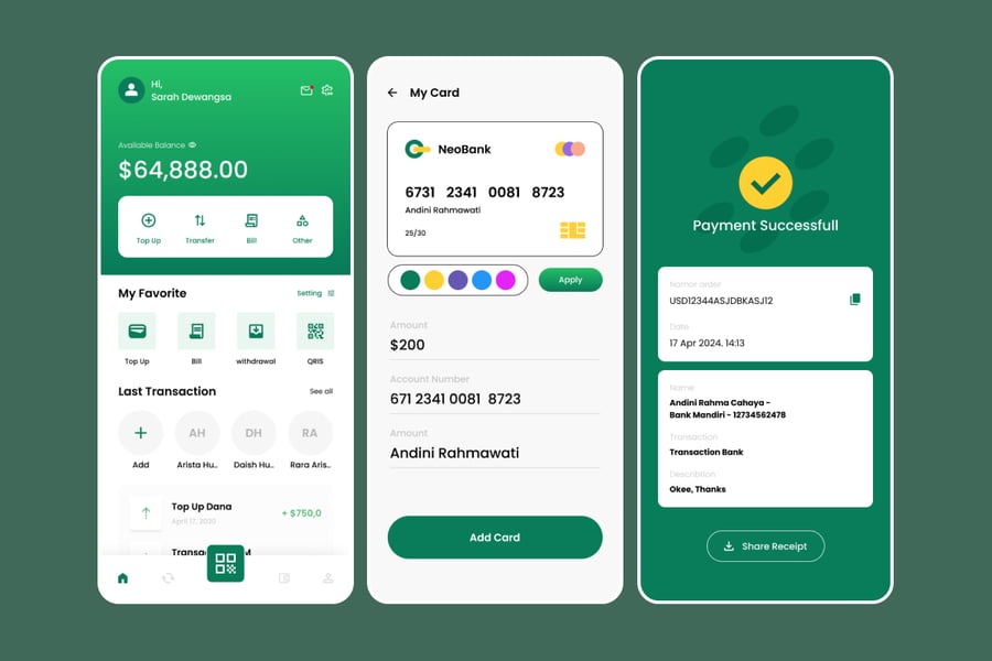 一套绿色新一代数字银行应用程序APP UI界面素材包-4 一套绿色新一代数字银行应用程序APP UI界面素材包