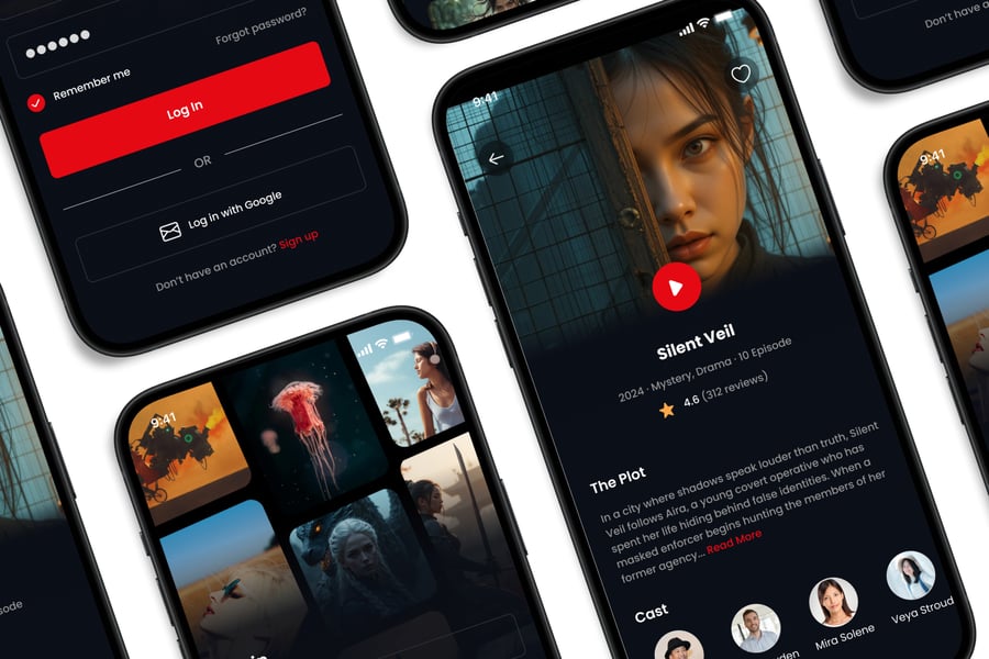 黑色视频流媒体主题移动APP UI界面素材包-4 黑色视频流媒体主题移动APP UI界面素材包