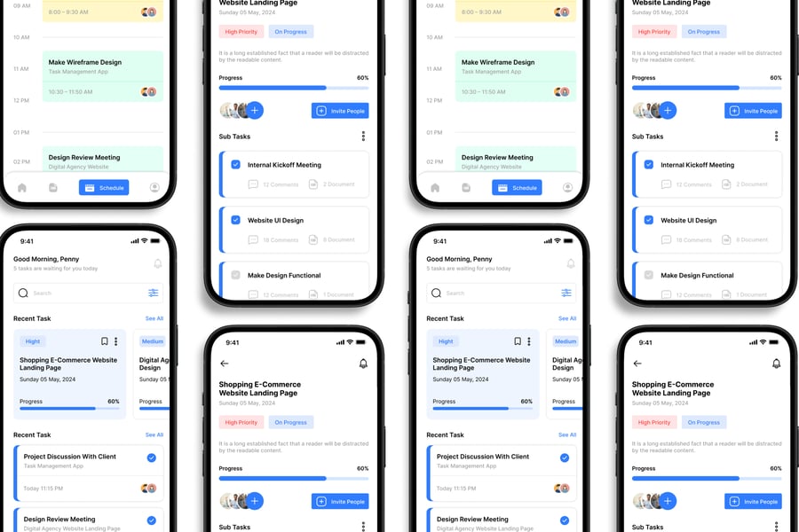 蓝色财务管理主题移动APP UI界面素材包