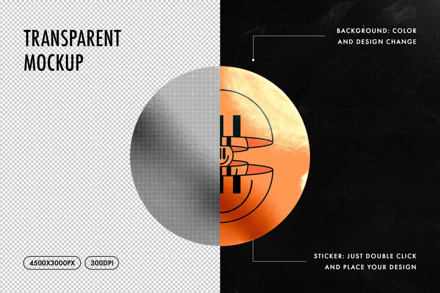 漂亮的圆形亮面金属贴纸PSD样机素材包-2 漂亮的圆形亮面金属贴纸PSD样机素材包
