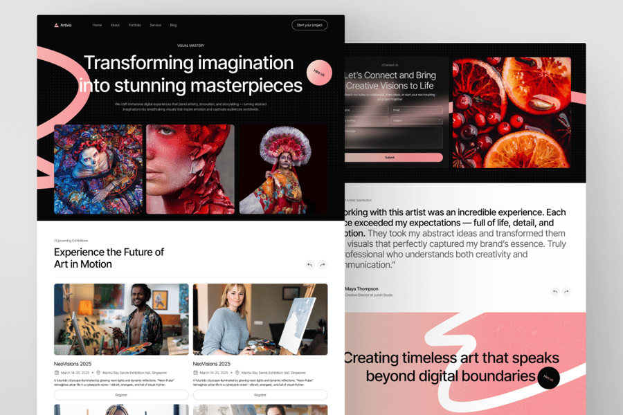 一套数字艺术作品集主题网站UI界面素材包-6 一套数字艺术作品集主题网站UI界面素材包