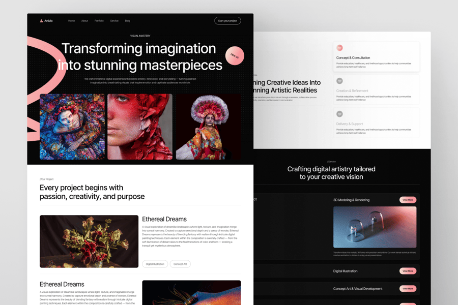 一套数字艺术作品集主题网站UI界面素材包-2 一套数字艺术作品集主题网站UI界面素材包