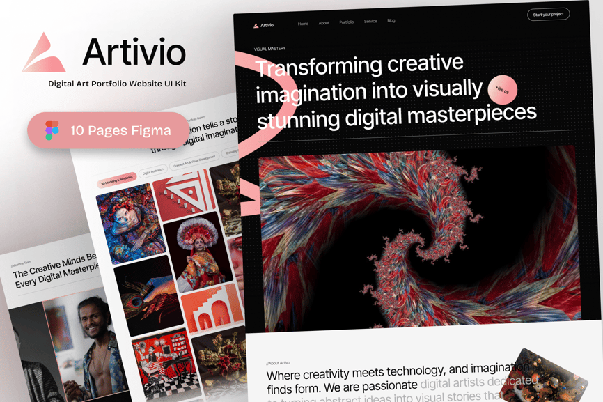 一套数字艺术作品集主题网站UI界面素材包-1 一套数字艺术作品集主题网站UI界面素材包