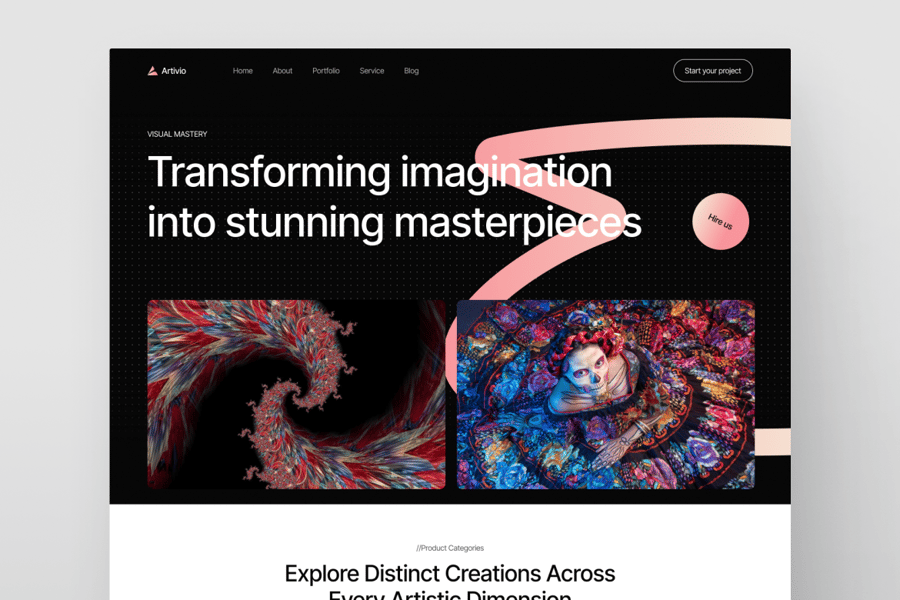 一套数字艺术作品集主题网站UI界面素材包-3 一套数字艺术作品集主题网站UI界面素材包