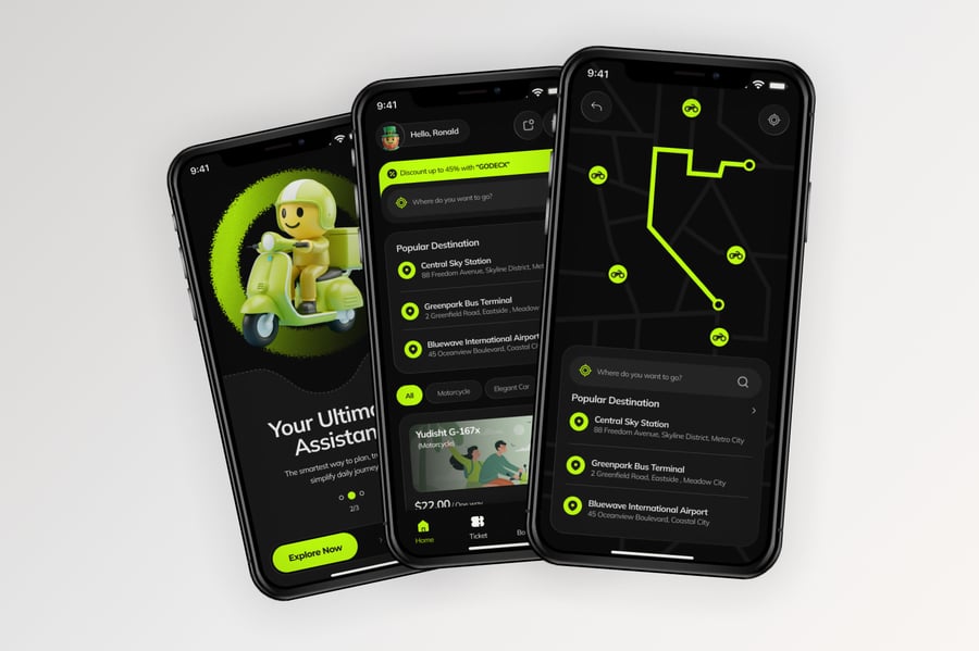 一套黑色暗黑风格交通信息移动APP UI界面素材包-4 一套黑色暗黑风格交通信息移动APP UI界面素材包