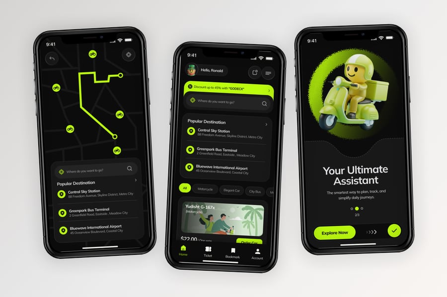 一套黑色暗黑风格交通信息移动APP UI界面素材包-5 一套黑色暗黑风格交通信息移动APP UI界面素材包