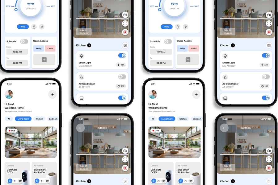 一套蓝色智能家居主题移动APP UI界面素材包-2 一套蓝色智能家居主题移动APP UI界面素材包