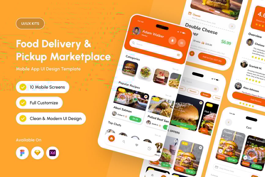 一套食品配送外卖自取平台app ui界面素材包