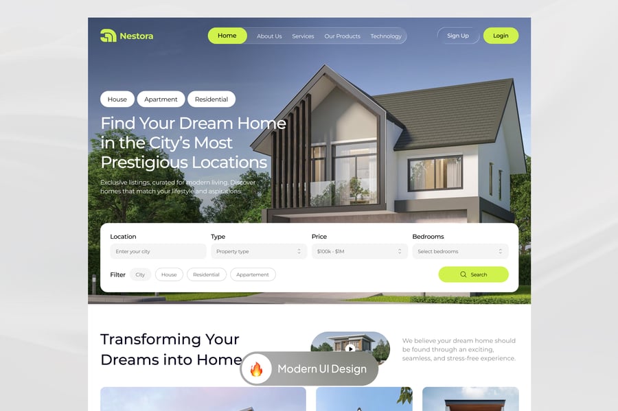 绿色房地产网站UI设计素材包