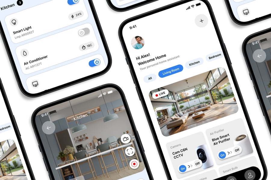一套蓝色智能家居主题移动APP UI界面素材包-3 一套蓝色智能家居主题移动APP UI界面素材包
