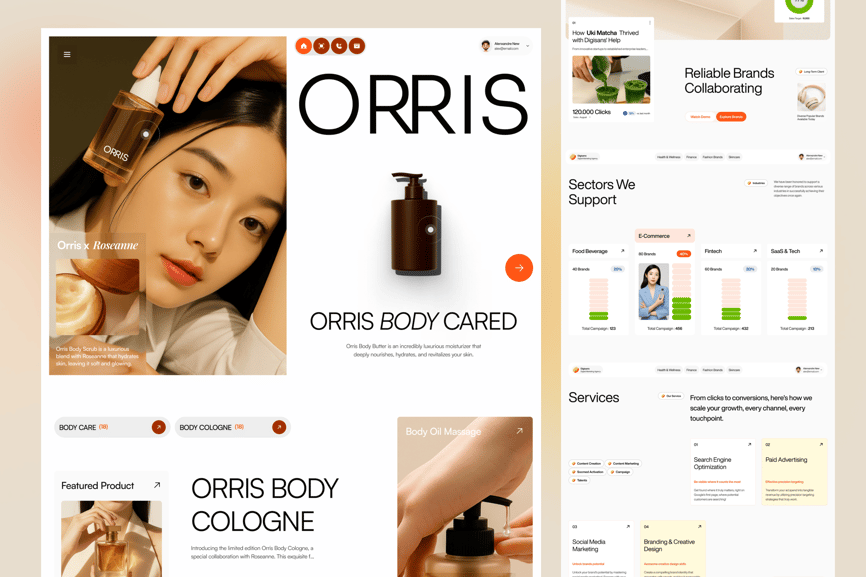 5个身体护理主题电商UI官网设计