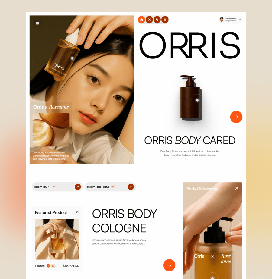 5个身体护理主题电商UI官网设计