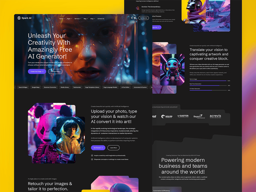 33个设计梦幻的AI机构与技术Figma网站模板