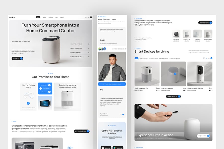 漂亮的科技蓝智能家居网站APP UI界面素材包-7 漂亮的科技蓝智能家居网站UI界面素材包