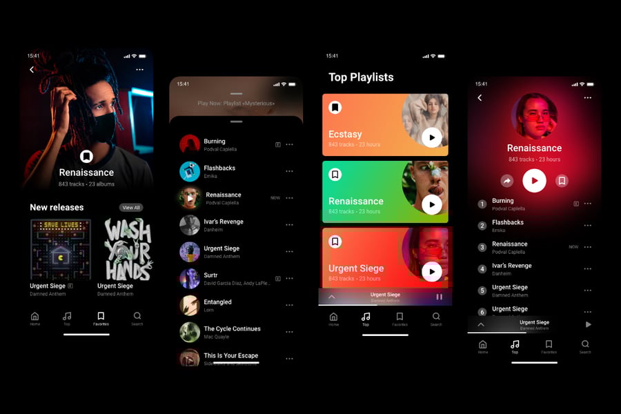 17个漂亮惊艳的深色主题音乐APP UI界面素材包