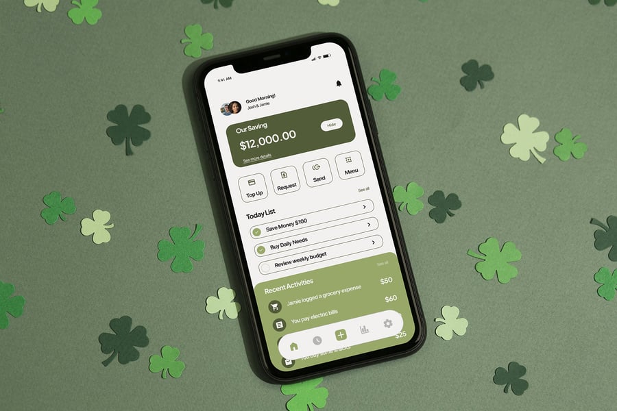 一套绿色情侣理财应用APP UI界面素材包