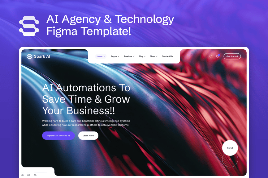 33个设计梦幻的AI机构与技术Figma网站模板