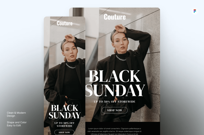 漂亮高级的时尚电子邮件简讯UI界面素材包