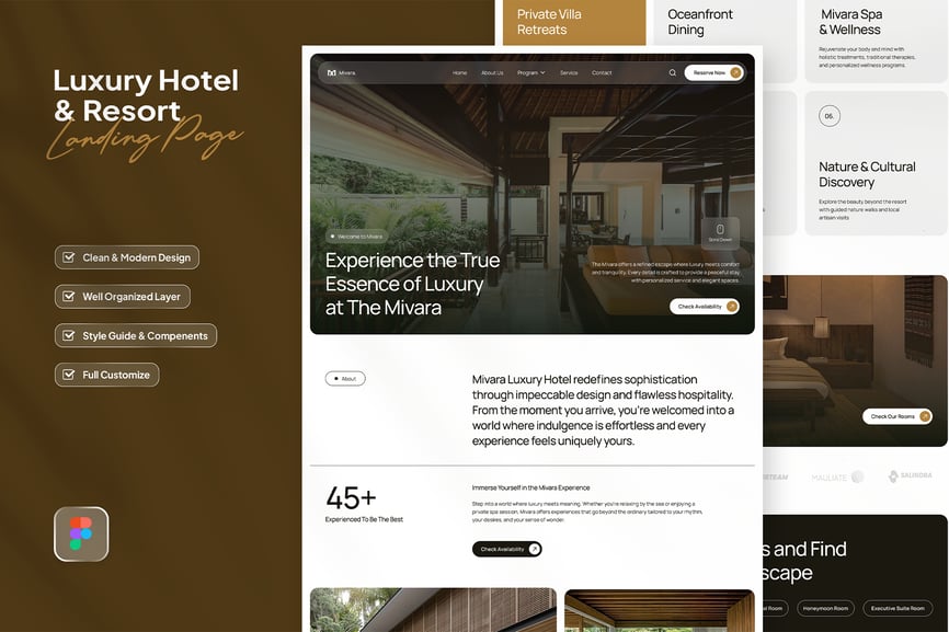 设计豪华的酒店及度假村网站UI素材包