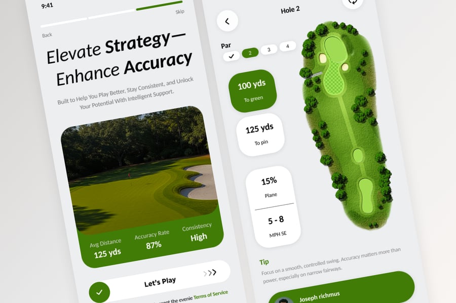 绿色高尔夫球运动主题APP UI界面素材包(Figma)-4 绿色高尔夫球运动主题APP UI界面素材包(Figma)