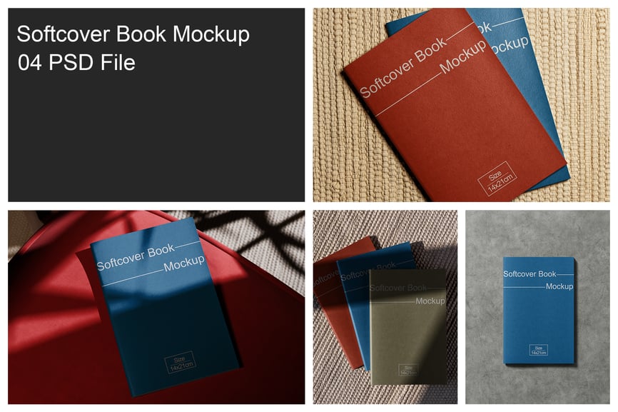 漂亮光影平装书PSD样机素材包