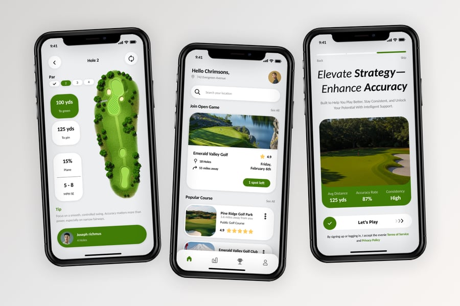 绿色高尔夫球运动主题APP UI界面素材包(Figma)-2 绿色高尔夫球运动主题APP UI界面素材包(Figma)