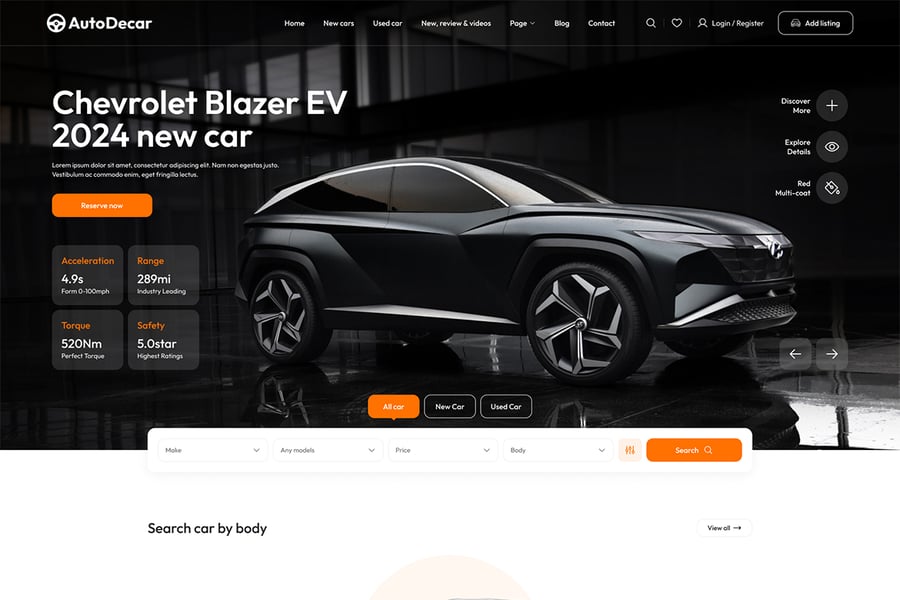 漂亮的汽车主题汽车经销商、租赁和汽车展示列表网页素材包-2 漂亮的汽车主题汽车经销商、租赁和汽车展示列表网页素材包