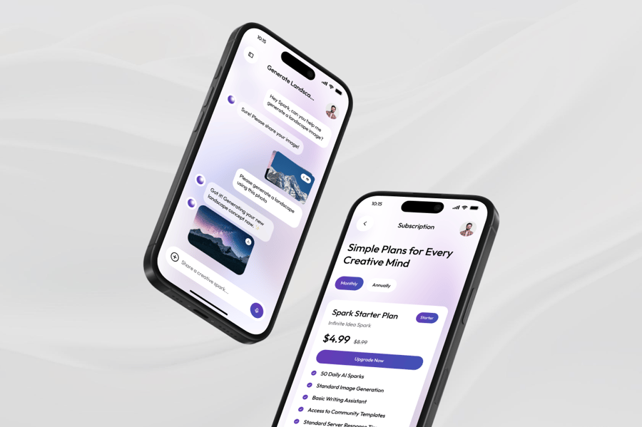 漂亮的紫色AI聊天机器人APP UI界面素材包
