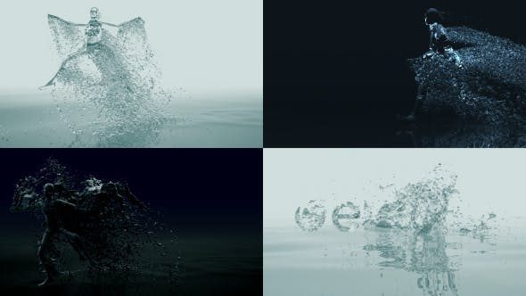 AE模板-抽象纯净水花人体舞者LOGO标志片头 Organic Liquid Splash Logo