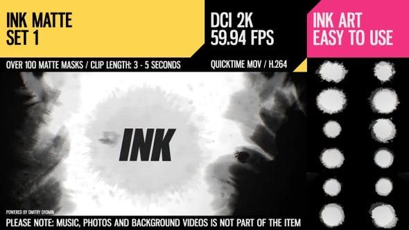 162个中国风水墨滴落扩散转场遮罩特效动画视频素材 Ink Matte,玩转中国风