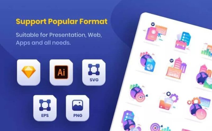 2020最新45个高端独特插图图标，商务/数据/财务风格，非常精美