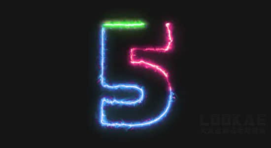 能量激光电流数字10秒倒计时超酷视频素材动画 Neon Countdown