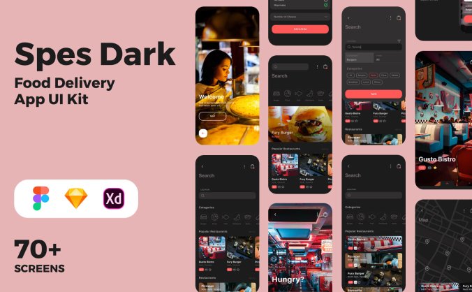 暗黑餐饮风格APP UI Kit
