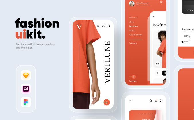 一套时尚简洁的电商APP UI套件素材包