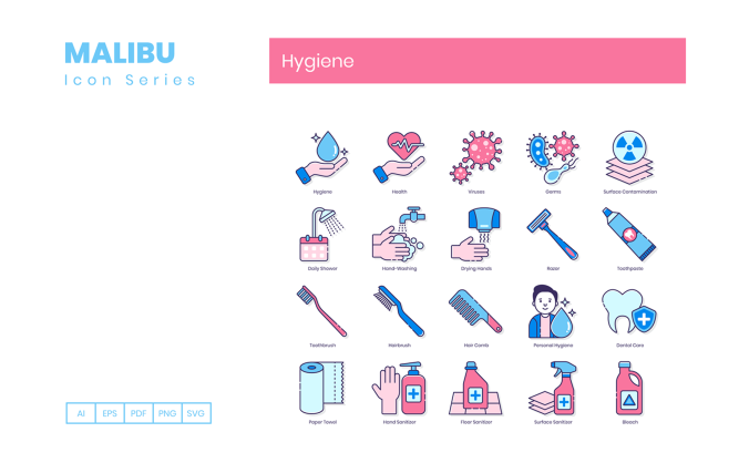 60个非常有特色的粉蓝医疗类图标ICON下载