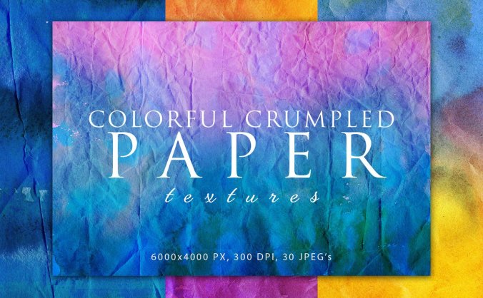 30个时尚绚丽多彩褶皱纸张背景纹理JPG素材集合