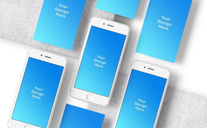 3个iPhone手机APP UI样机展示PSD模型素材