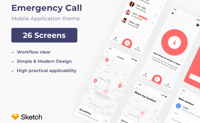 一套红色聊天、通讯类UI APP素材包下载