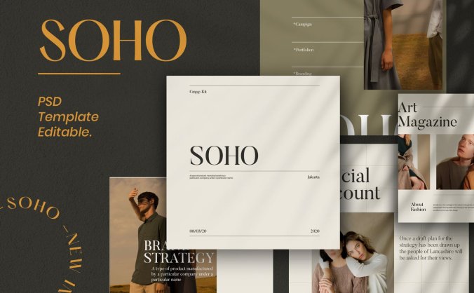 30个优雅高端Ins社交媒体banner海报PSD素材包