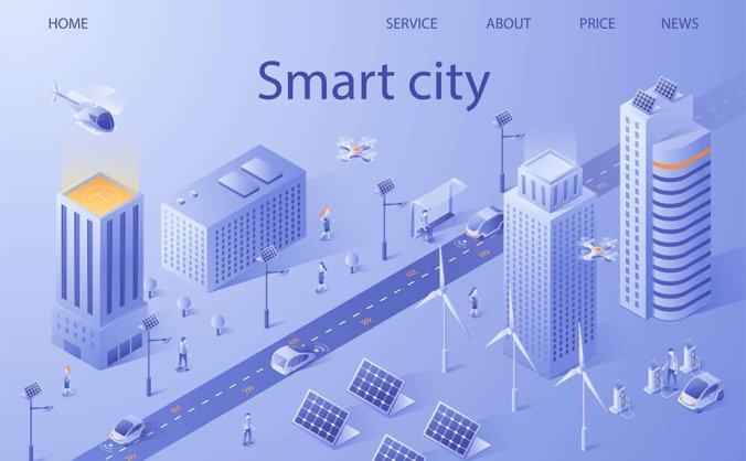 智慧城市智慧交通2.5D科技质感风格矢量插画素材包