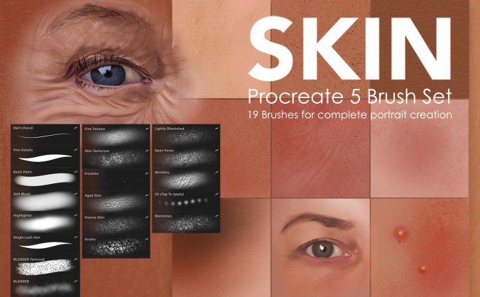 Procreate专用皮肤效果笔刷工具下载