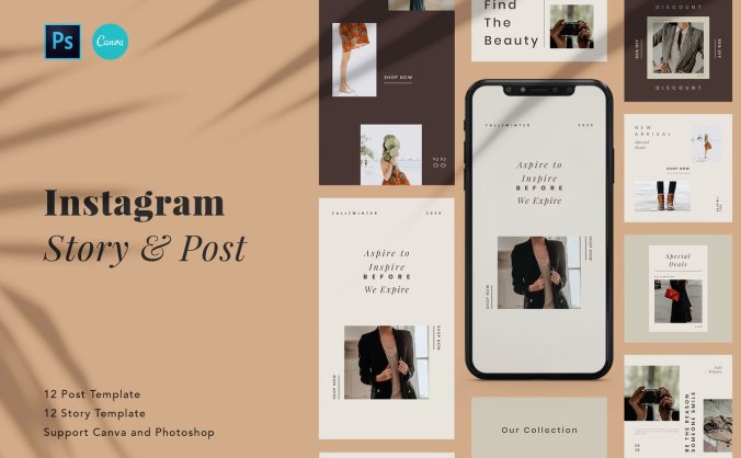 一组高端优雅美女Ins社交banner海报素材