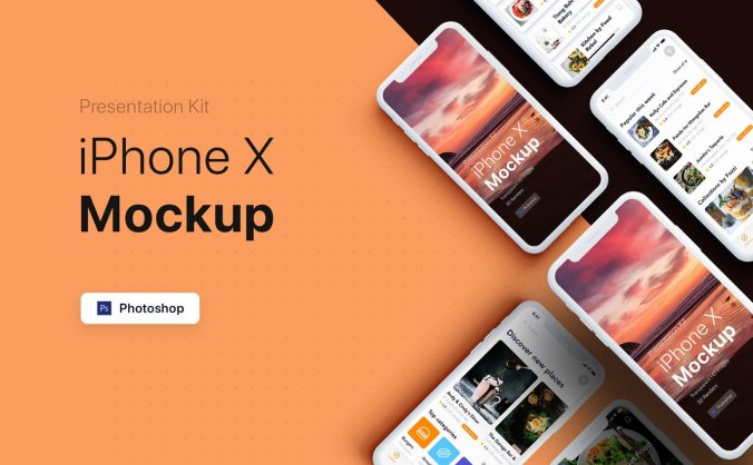 5个简约高端多用途苹果UI展示样机模型PSD素材包