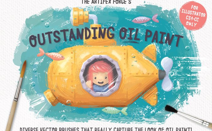 Illustrator高质量油画插画风格笔刷下载