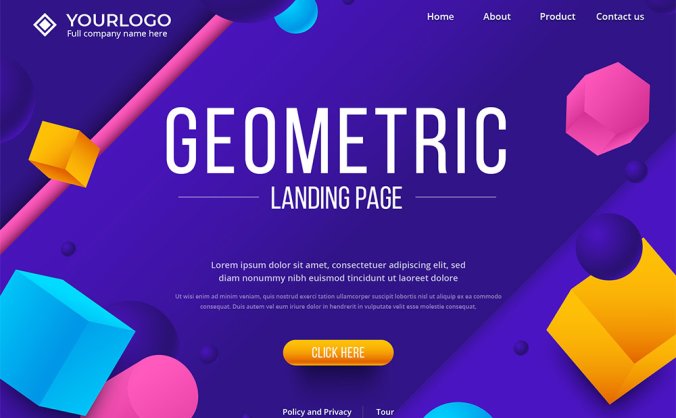 3D绚丽几何图片抽象多边形登陆页AI矢量素材包