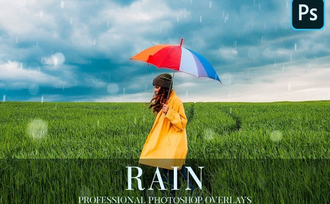 40个逼真真实高分辨率雨水照片叠层素材包